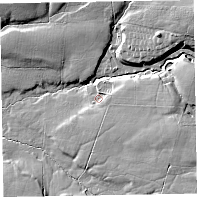 Shaded relief map of the ground around CA139SY, computed from Environment Agency LiDAR. The ground here sits at about 146 m above sea level and falls 37 m across the surrounding 800 m. Surface water reaching this point runs off ground lying to the east, 7.1 m higher.