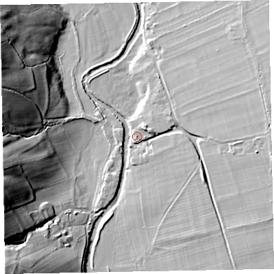 Shaded relief map of the ground around CA139TB, computed from Environment Agency LiDAR. The ground here sits at about 73 m above sea level and falls 33 m across the surrounding 800 m. Surface water reaching this point runs off ground lying to the east, 11.3 m higher.
