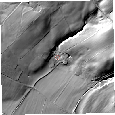 Shaded relief map of the ground around CA139TJ, computed from Environment Agency LiDAR. The ground here sits at about 83 m above sea level and falls 51 m across the surrounding 800 m. Surface water reaching this point runs off ground lying to the east-north-east, 38.8 m higher.