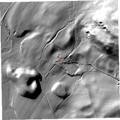 Shaded relief map of the ground around CA139TL, computed from Environment Agency LiDAR. The ground here sits at about 84 m above sea level and falls 107 m across the surrounding 800 m. Surface water reaching this point runs off ground lying to the east-north-east, 88.4 m higher.