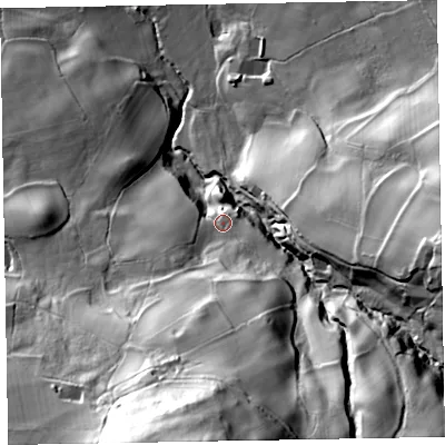 Shaded relief map of the ground around CA139TN, computed from Environment Agency LiDAR. The ground here sits at about 148 m above sea level and falls 115 m across the surrounding 800 m. Surface water reaching this point runs off ground lying to the south, 81.0 m higher.
