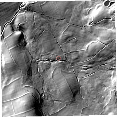 Shaded relief map of the ground around CA139UB, computed from Environment Agency LiDAR. The ground here sits at about 101 m above sea level and falls 49 m across the surrounding 800 m. Surface water reaching this point runs off ground lying to the south-east, 30.8 m higher.