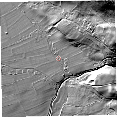 Shaded relief map of the ground around CA139UQ, computed from Environment Agency LiDAR. The ground here sits at about 94 m above sea level and falls 131 m across the surrounding 800 m. Surface water reaching this point runs off ground lying to the east-north-east, 49.5 m higher.