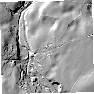 Shaded relief map of the ground around CA144TG, computed from Environment Agency LiDAR. The ground here sits at about 93 m above sea level and falls 40 m across the surrounding 800 m. Surface water reaching this point runs off ground lying to the east, 3.7 m higher.