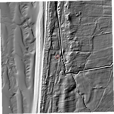 Shaded relief map of the ground around CA156PJ, computed from Environment Agency LiDAR. The ground here sits at about 7 m above sea level and falls 11 m across the surrounding 800 m. Surface water reaching this point runs off ground lying to the south-south-east, 3.0 m higher.
