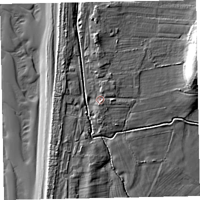 Shaded relief map of the ground around CA156PY, computed from Environment Agency LiDAR. The ground here sits at about 8 m above sea level and falls 18 m across the surrounding 800 m. Surface water reaching this point runs off ground lying to the south-south-west, 1.9 m higher.