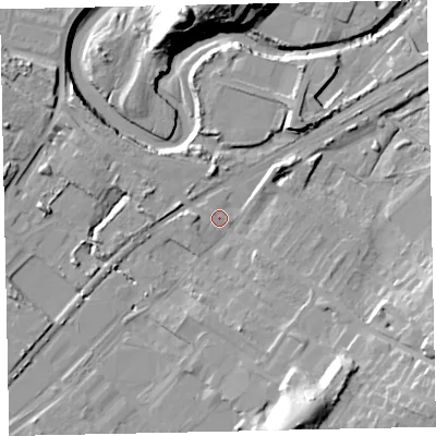 Shaded relief map of the ground around CA158EA, computed from Environment Agency LiDAR. The ground here sits at about 7 m above sea level and falls 31 m across the surrounding 800 m. Surface water reaching this point runs off ground lying to the south-south-east, 17.5 m higher.
