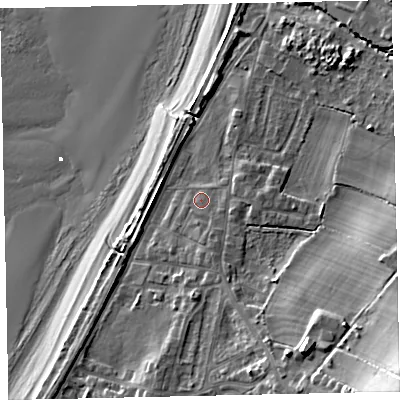 Shaded relief map of the ground around CA158PP, computed from Environment Agency LiDAR. The ground here sits at about 8 m above sea level and falls 30 m across the surrounding 800 m. Surface water reaching this point runs off ground lying to the south-east, 20.7 m higher.