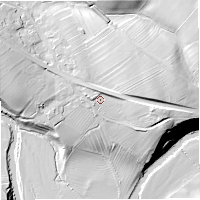Shaded relief map of the ground around CA166AE, computed from Environment Agency LiDAR. The ground here sits at about 139 m above sea level and falls 42 m across the surrounding 800 m. Surface water reaching this point runs off ground lying to the north-east, 5.7 m higher.