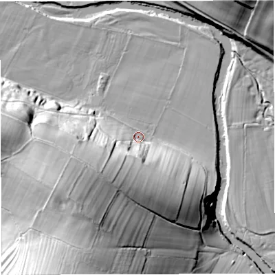 Shaded relief map of the ground around CA166PU, computed from Environment Agency LiDAR. The ground here sits at about 139 m above sea level and falls 45 m across the surrounding 800 m. Surface water reaching this point runs off ground lying to the south-west, 31.7 m higher.