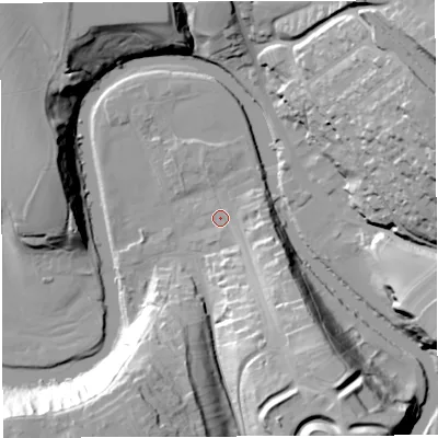 Shaded relief map of the ground around CA166XB, computed from Environment Agency LiDAR. The ground here sits at about 129 m above sea level and falls 44 m across the surrounding 800 m. Surface water reaching this point runs off ground lying to the south-south-east, 28.8 m higher.