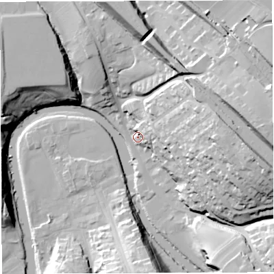 Shaded relief map of the ground around CA166XR, computed from Environment Agency LiDAR. The ground here sits at about 131 m above sea level and falls 54 m across the surrounding 800 m. Surface water reaching this point runs off ground lying to the east, 37.0 m higher.