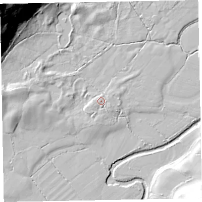 Shaded relief map of the ground around CA181RL, computed from Environment Agency LiDAR. The ground here sits at about 8 m above sea level and falls 71 m across the surrounding 800 m. Surface water reaching this point runs off ground lying to the south-south-west, 1.9 m higher.