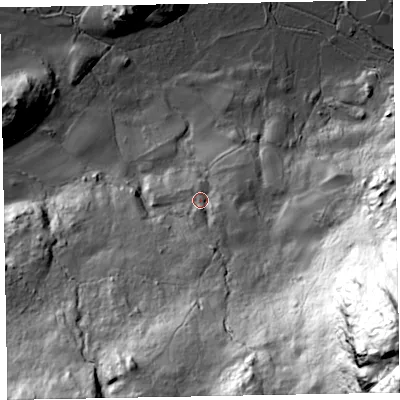Shaded relief map of the ground around CA181RT, computed from Environment Agency LiDAR. The ground here sits at about 31 m above sea level and falls 191 m across the surrounding 800 m. Surface water reaching this point runs off ground lying to the south-south-east, 69.1 m higher.