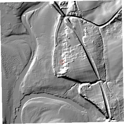 Shaded relief map of the ground around CA181SD, computed from Environment Agency LiDAR. The ground here sits at about 6 m above sea level and falls 30 m across the surrounding 800 m. Surface water reaching this point runs off ground lying to the east-south-east, 7.8 m higher.
