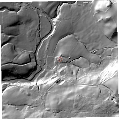 Shaded relief map of the ground around CA191UY, computed from Environment Agency LiDAR. The ground here sits at about 31 m above sea level and falls 66 m across the surrounding 800 m. Surface water reaching this point runs off ground lying to the east-north-east, 8.9 m higher.