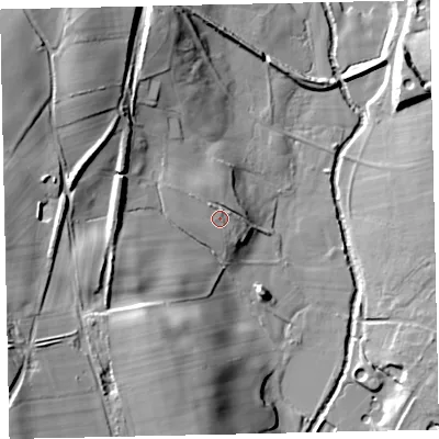 Shaded relief map of the ground around CA233DD, computed from Environment Agency LiDAR. The ground here sits at about 66 m above sea level and falls 35 m across the surrounding 800 m. Surface water reaching this point runs off ground lying to the north-west, 4.0 m higher.