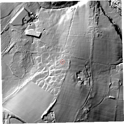 Shaded relief map of the ground around CA255PZ, computed from Environment Agency LiDAR. The ground here sits at about 90 m above sea level and falls 34 m across the surrounding 800 m. Surface water reaching this point runs off ground lying to the south, 4.0 m higher.