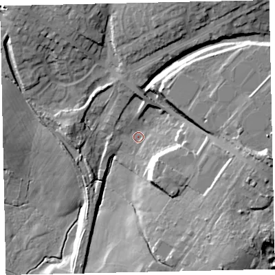 Shaded relief map of the ground around CA255RL, computed from Environment Agency LiDAR. The ground here sits at about 71 m above sea level and falls 27 m across the surrounding 800 m. Surface water reaching this point runs off ground lying to the east, 19.0 m higher.