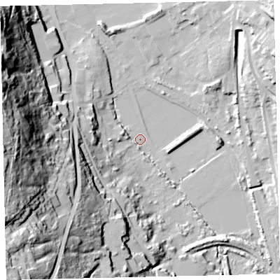Shaded relief map of the ground around CA289DD, computed from Environment Agency LiDAR. The ground here sits at about 8 m above sea level and falls 73 m across the surrounding 800 m. Surface water reaching this point runs off ground lying to the south-south-west, 54.5 m higher.