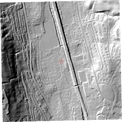 Shaded relief map of the ground around CA289SN, computed from Environment Agency LiDAR. The ground here sits at about 11 m above sea level and falls 57 m across the surrounding 800 m. Surface water reaching this point runs off ground lying to the west-south-west, 55.2 m higher.