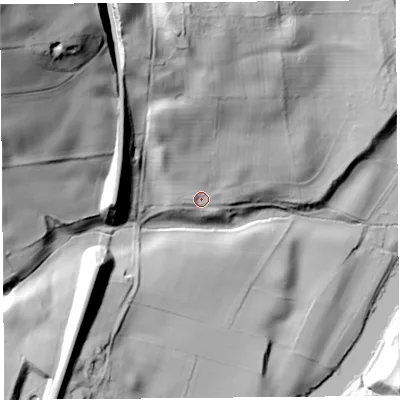 Shaded relief map of the ground around CA49ST, computed from Environment Agency LiDAR. The ground here sits at about 62 m above sea level and falls 98 m across the surrounding 800 m. Surface water reaching this point runs off ground lying to the north-north-west, 19.6 m higher.