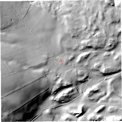 Shaded relief map of the ground around CA49TP, computed from Environment Agency LiDAR. The ground here sits at about 139 m above sea level and falls 60 m across the surrounding 800 m. Surface water reaching this point runs off ground lying to the west-south-west, 35.2 m higher.