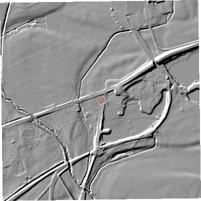 Shaded relief map of the ground around CA65LL, computed from Environment Agency LiDAR. The ground here sits at about 11 m above sea level and falls 10 m across the surrounding 800 m. Surface water reaching this point runs off ground lying to the east-north-east, 9.0 m higher.