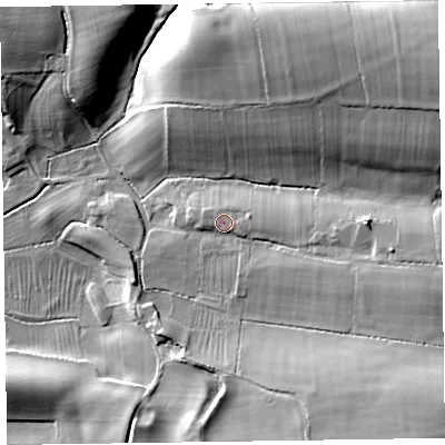 Shaded relief map of the ground around CA70HH, computed from Environment Agency LiDAR. The ground here sits at about 26 m above sea level and falls 27 m across the surrounding 800 m. Surface water reaching this point runs off ground lying to the east, 2.8 m higher.