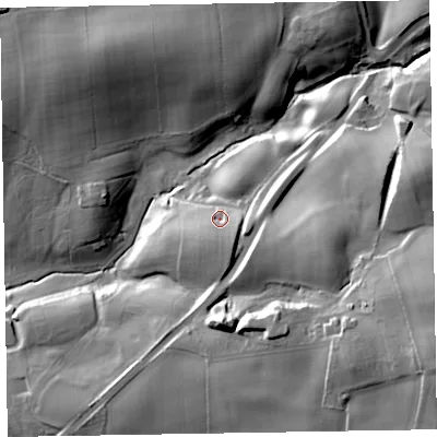 Shaded relief map of the ground around CA71JR, computed from Environment Agency LiDAR. The ground here sits at about 98 m above sea level and falls 37 m across the surrounding 800 m. Surface water reaching this point runs off ground lying to the south-south-east, 9.2 m higher.