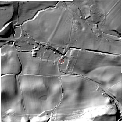 Shaded relief map of the ground around CA81JR, computed from Environment Agency LiDAR. The ground here sits at about 147 m above sea level and falls 74 m across the surrounding 800 m. Surface water reaching this point runs off ground lying to the south-south-east, 62.8 m higher.