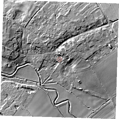 Shaded relief map of the ground around CB101PJ, computed from Environment Agency LiDAR. The ground here sits at about 39 m above sea level and falls 18 m across the surrounding 800 m. Surface water reaching this point runs off ground lying to the north-east, 7.0 m higher.