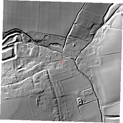 Shaded relief map of the ground around CB114QW, computed from Environment Agency LiDAR. The ground here sits at about 85 m above sea level and falls 24 m across the surrounding 800 m. Surface water reaching this point runs off ground lying to the south-west, 18.2 m higher.