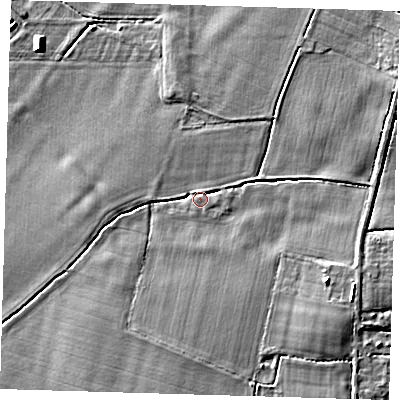 Shaded relief map of the ground around CB231LN, computed from Environment Agency LiDAR. The ground here sits at about 19 m above sea level and falls 5 m across the surrounding 800 m. Surface water reaching this point runs off ground lying to the south-south-west, 1.6 m higher.