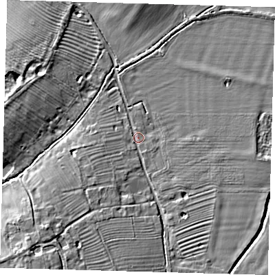 Shaded relief map of the ground around CB234LW, computed from Environment Agency LiDAR. The ground here sits at about 11 m above sea level and falls 9 m across the surrounding 800 m. Surface water reaching this point runs off ground lying to the south-west, 8.3 m higher.