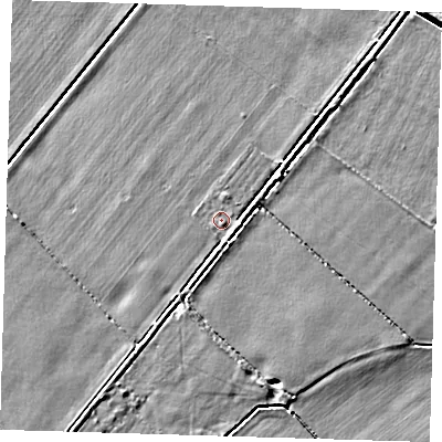 Shaded relief map of the ground around CB245JW, computed from Environment Agency LiDAR. The ground here sits at about 4 m above sea level and falls 4 m across the surrounding 800 m. Surface water reaching this point runs off ground lying to the south-south-east, 0.6 m higher.