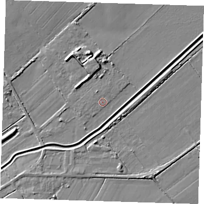 Shaded relief map of the ground around CB248PN, computed from Environment Agency LiDAR. The ground here sits at about 4 m above sea level and falls 6 m across the surrounding 800 m. Surface water reaching this point runs off ground lying to the north-north-west, 0.8 m higher.