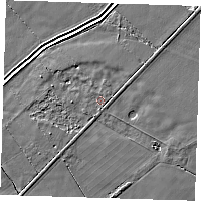 Shaded relief map of the ground around CB248PP, computed from Environment Agency LiDAR. The ground here sits at about 4 m above sea level and falls 4 m across the surrounding 800 m. Surface water reaching this point runs off ground lying to the south, 1.5 m higher.