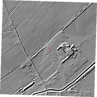 Shaded relief map of the ground around CB248PQ, computed from Environment Agency LiDAR. The ground here sits at about 4 m above sea level and falls 6 m across the surrounding 800 m. Surface water reaching this point runs off ground lying to the west-north-west, 2.5 m higher.