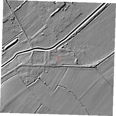 Shaded relief map of the ground around CB248PS, computed from Environment Agency LiDAR. The ground here sits at about 4 m above sea level and falls 7 m across the surrounding 800 m. Surface water reaching this point runs off ground lying to the east-south-east, 1.7 m higher.
