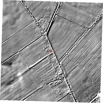 Shaded relief map of the ground around CB248PU, computed from Environment Agency LiDAR. The ground here sits at about 4 m above sea level and falls 4 m across the surrounding 800 m. Surface water reaching this point runs off ground lying to the north-north-east, 0.8 m higher.