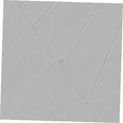 Shaded relief map of the ground around CB248PX, computed from Environment Agency LiDAR. The ground here sits at about 4 m above sea level and falls 4 m across the surrounding 800 m. Surface water reaching this point runs off ground lying to the west-south-west, 0.6 m higher.