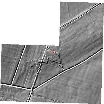 Shaded relief map of the ground around CB248QQ, computed from Environment Agency LiDAR. The ground here sits at about 6 m above sea level and falls 4 m across the surrounding 800 m. Surface water reaching this point runs off ground lying to the east-south-east, 0.6 m higher.
