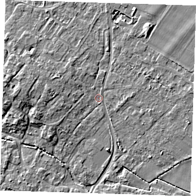 Shaded relief map of the ground around CB249HJ, computed from Environment Agency LiDAR. The ground here sits at about 11 m above sea level and falls 7 m across the surrounding 800 m. Surface water reaching this point runs off ground lying to the west, 3.8 m higher.