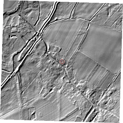 Shaded relief map of the ground around CB259AJ, computed from Environment Agency LiDAR. The ground here sits at about 7 m above sea level and falls 10 m across the surrounding 800 m. Surface water reaching this point runs off ground lying to the south-south-east, 6.7 m higher.