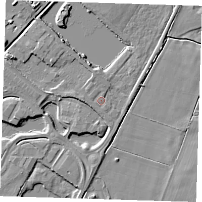 Shaded relief map of the ground around CB259FX, computed from Environment Agency LiDAR. The ground here sits at about 5 m above sea level and falls 8 m across the surrounding 800 m. Surface water reaching this point runs off ground lying to the north-west, 0.8 m higher.