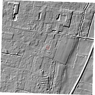 Shaded relief map of the ground around CB259LH, computed from Environment Agency LiDAR. The ground here sits at about 4 m above sea level and falls 7 m across the surrounding 800 m. Surface water reaching this point runs off ground lying to the south-south-east, 0.7 m higher.