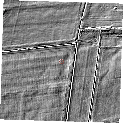 Shaded relief map of the ground around CB259PN, computed from Environment Agency LiDAR. The ground here sits at about 1 m above sea level and falls 3 m across the surrounding 800 m. Surface water reaching this point runs off ground lying to the south-south-west, 0.9 m higher.