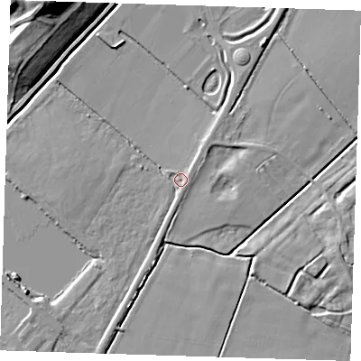 Shaded relief map of the ground around CB259PQ, computed from Environment Agency LiDAR. The ground here sits at about 4 m above sea level and falls 20 m across the surrounding 800 m. Surface water reaching this point runs off ground lying to the south, 1.4 m higher.