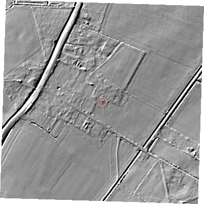 Shaded relief map of the ground around CB259PW, computed from Environment Agency LiDAR. The ground here sits at about 4 m above sea level and falls 5 m across the surrounding 800 m. Surface water reaching this point runs off ground lying to the west-north-west, 0.9 m higher.